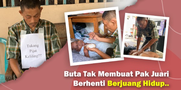 Buta sejak kecil, Pak Juari tak henti berkeliling demi sesuap nasi
