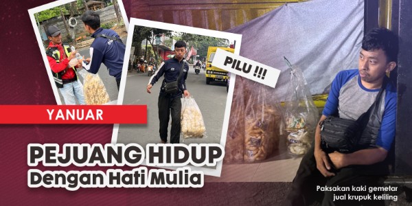 Kaki Gemetar tak Hentikan Langkahnya Jual Kerupuk