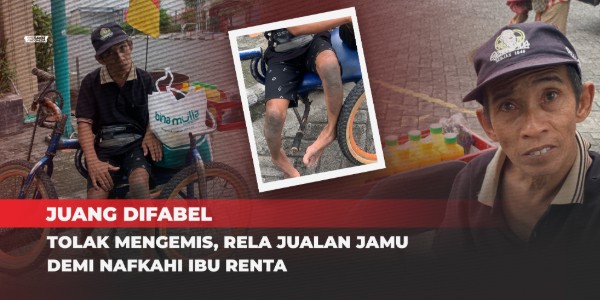 Difabel Jual Jamu, Kayuh Sepedah Menggunakan Tangan