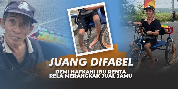 Difabel Jual Jamu, Kayuh Sepedah Menggunakan Tangan