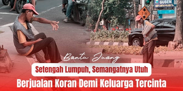 Setengah Tubuh Lumpuh Bapak Ini Masih Jual Koran