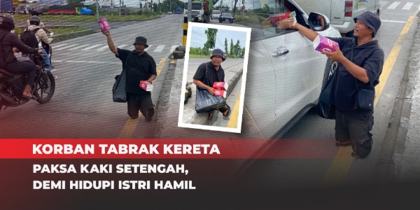 Penjual Tisu Difabel Berjuang Demi Istri Hamil